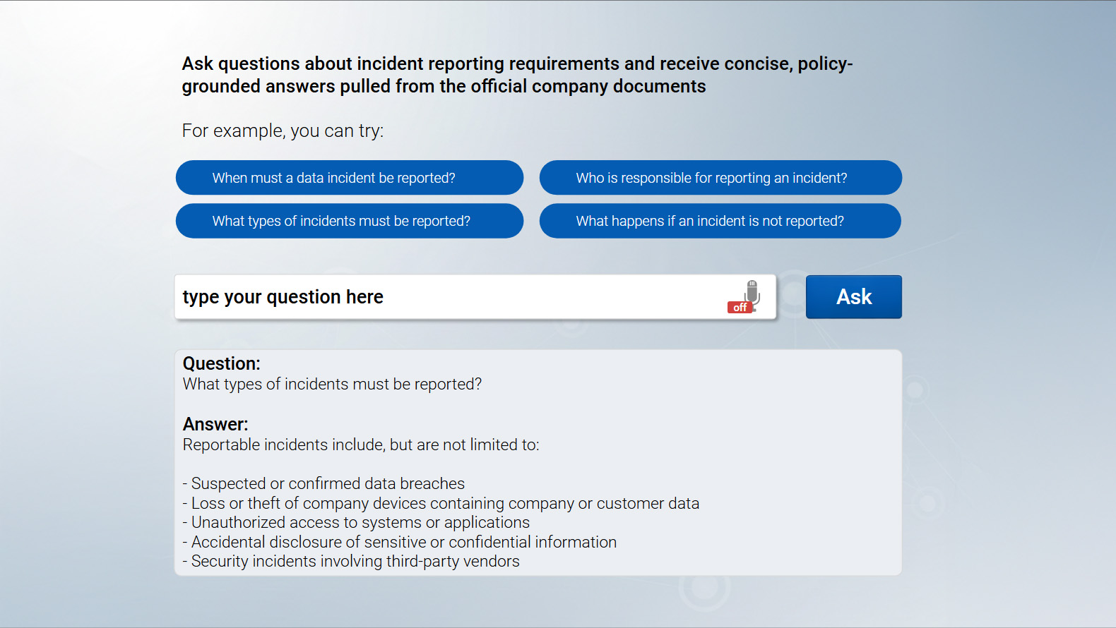 Answers from Saved Materials