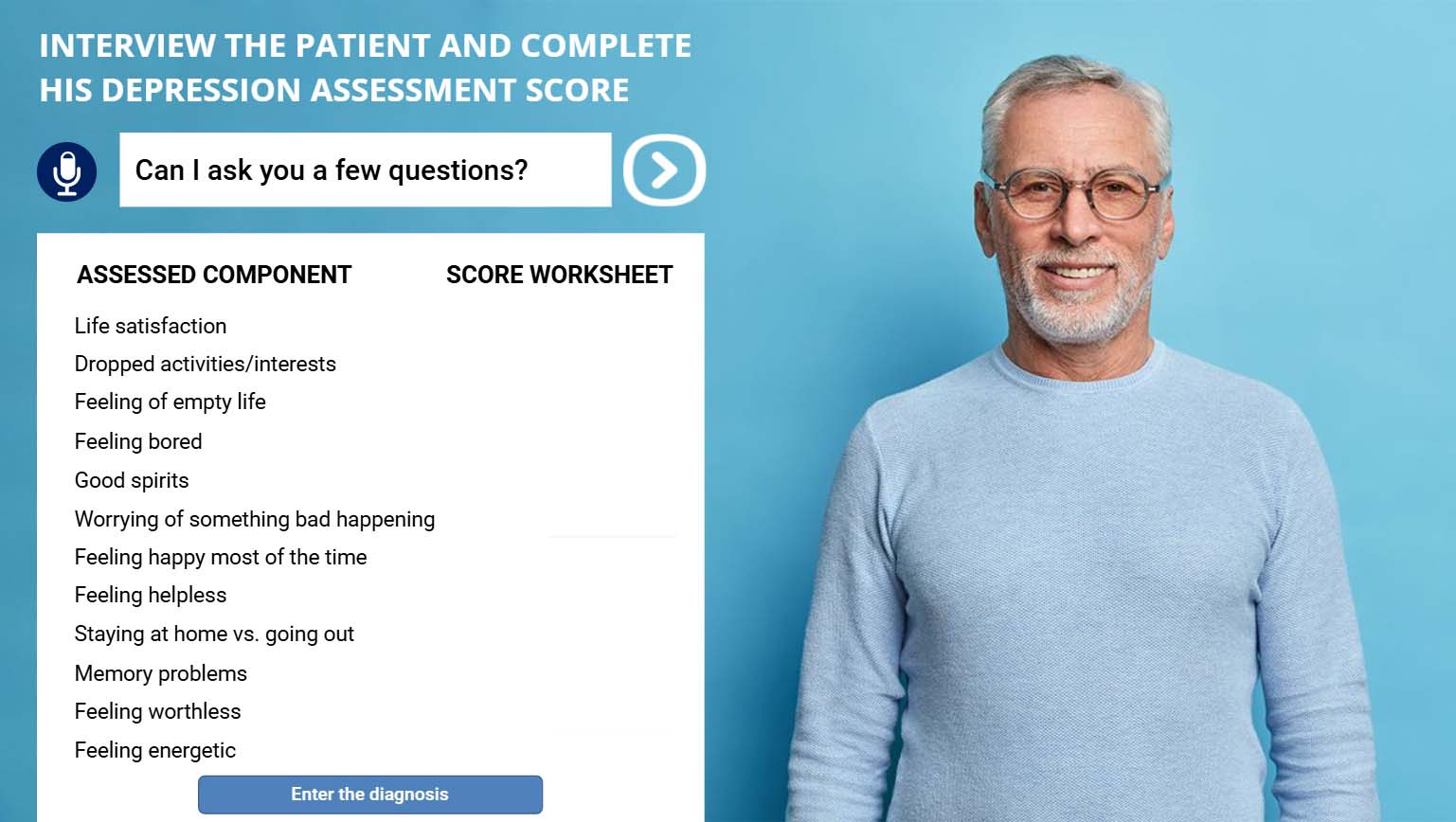 Chatbot acting as a patient